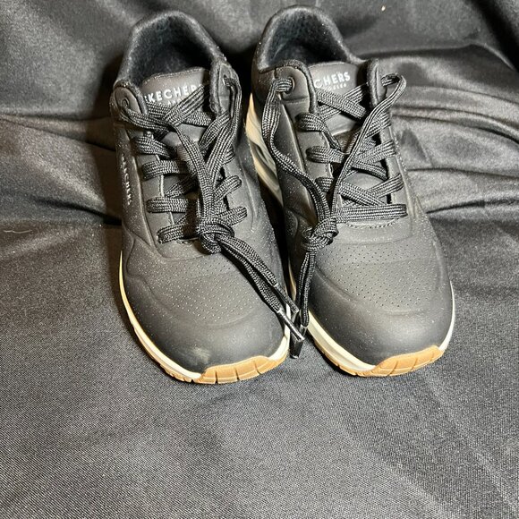 SKECHERS womens Uno Stand On Air cushion Sneakers black white walking gym shoes - Picture 2 of 6